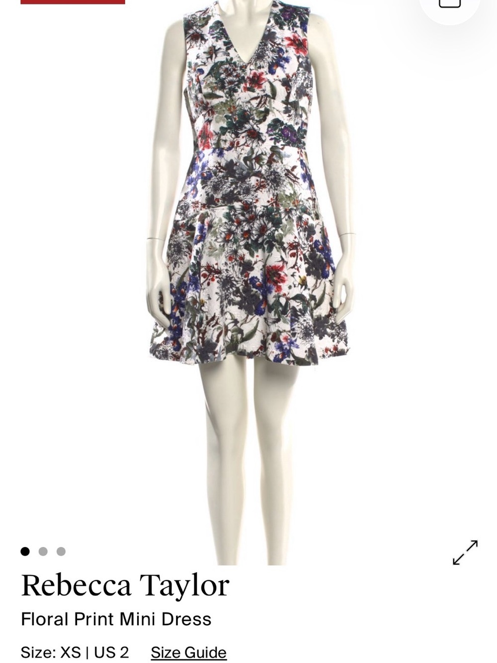 Rebecca Taylor Multicolor Floral V-Neck Mini Dress